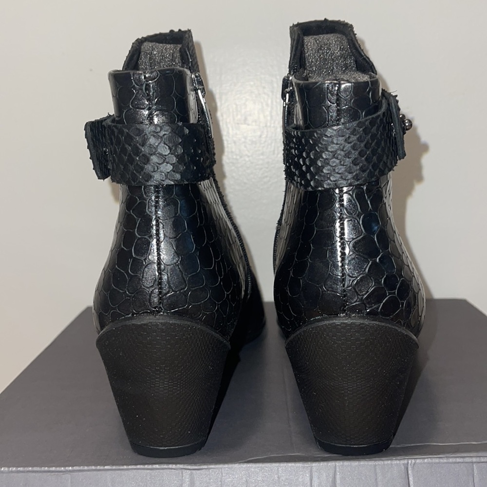 Ecco Scultpured 45 Black Buffed Silver Ankle Booties Sz 41(10-10.5) NEW IN BOX - Picture 7 of 10